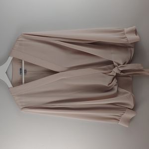 Chelsea 28 Size XL faux wrap long sleeve blouse with size tie tabs 2 button cuff